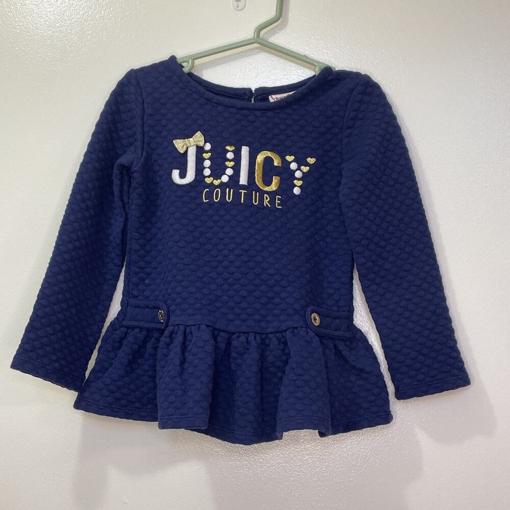 Kids Juicy Couture Toddler Girls Navy Blue Velour Sweatshirt Size 4 Top